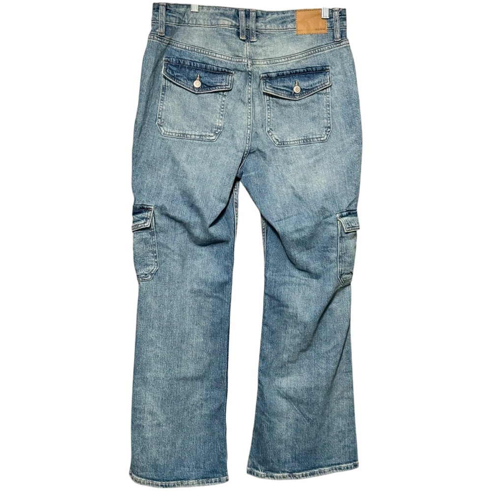 Aeropostale New Mid Rise Flare Cargo Wide Leg Patch Pocket Denim Jeans - Picture 11 of 16